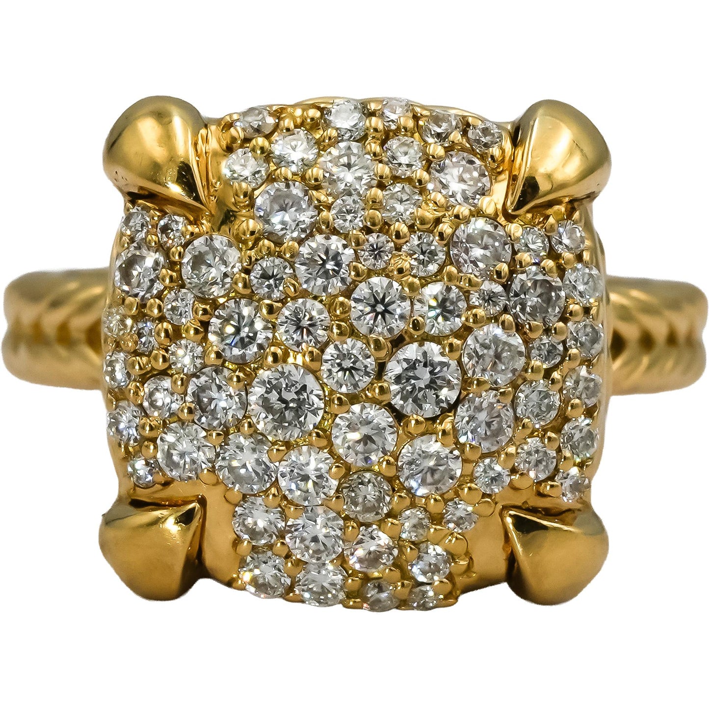 DAVID YURMAN 18k Yellow Gold Round Diamond Chatelaine Ring 1.20CT Size 6.75