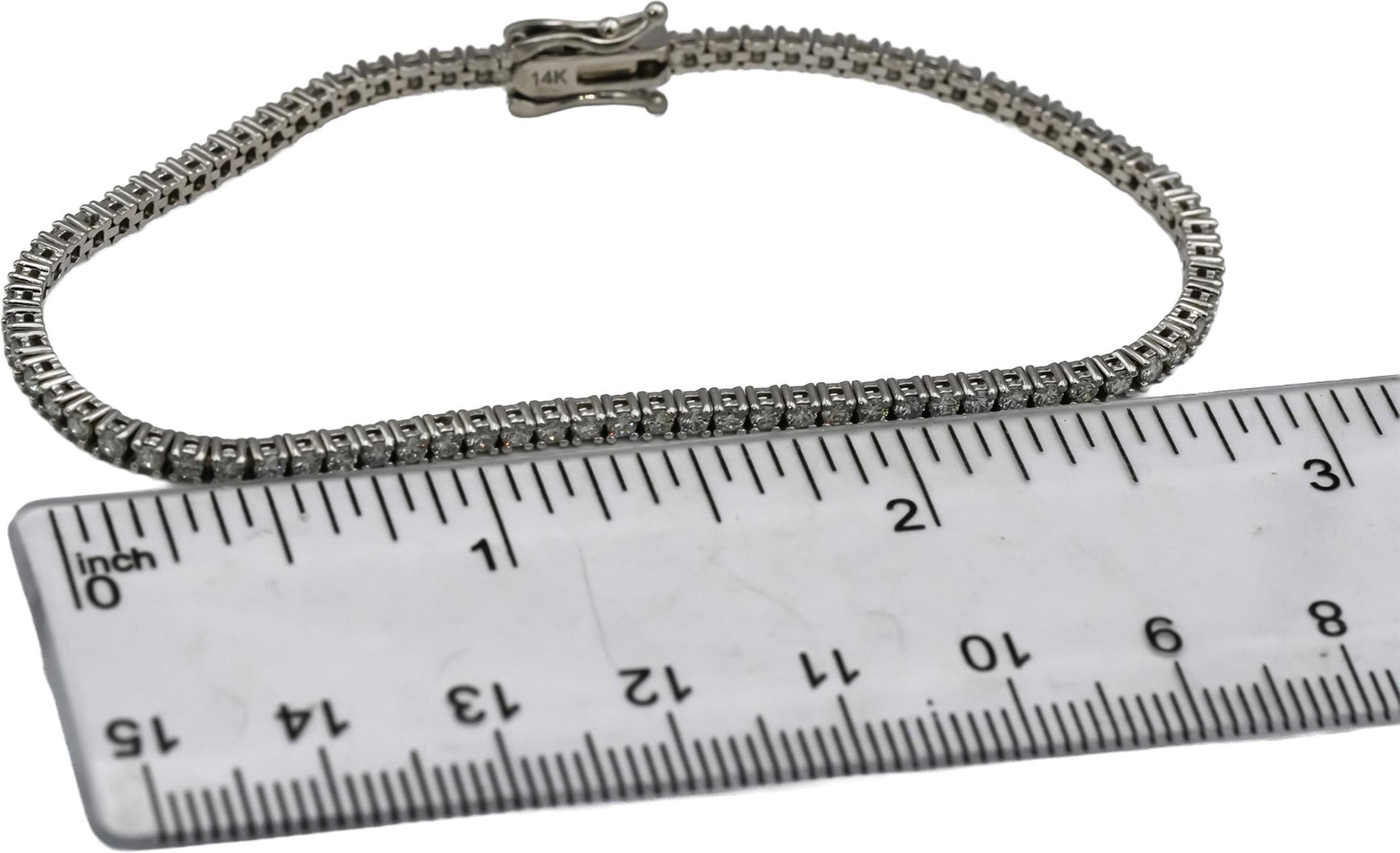 14k White Gold VS Round Diamond Tennis Bracelet 2.07CT