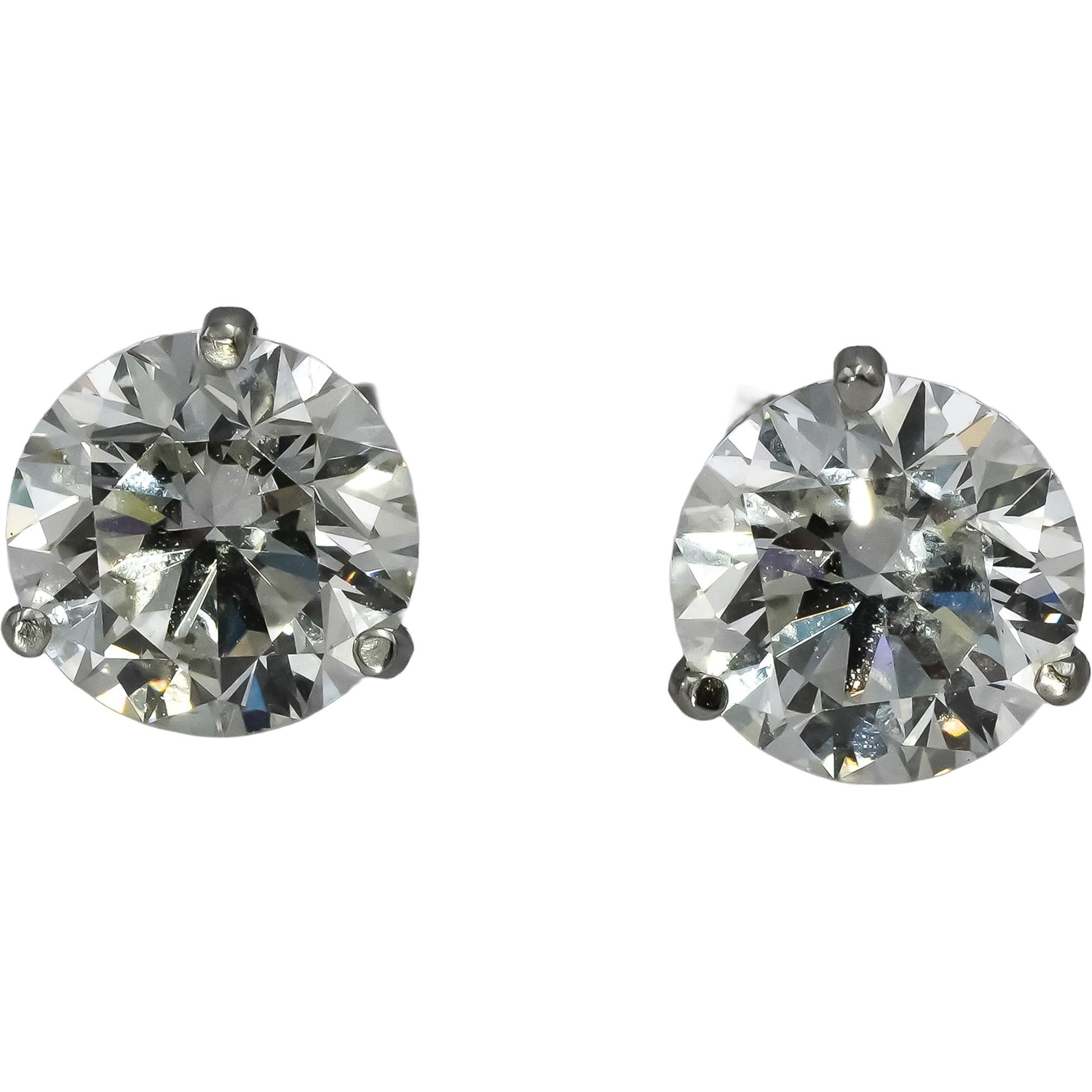 14k White Gold VS Round Lab-Grown Diamond Martini Setting Stud Earrings 4.12CT