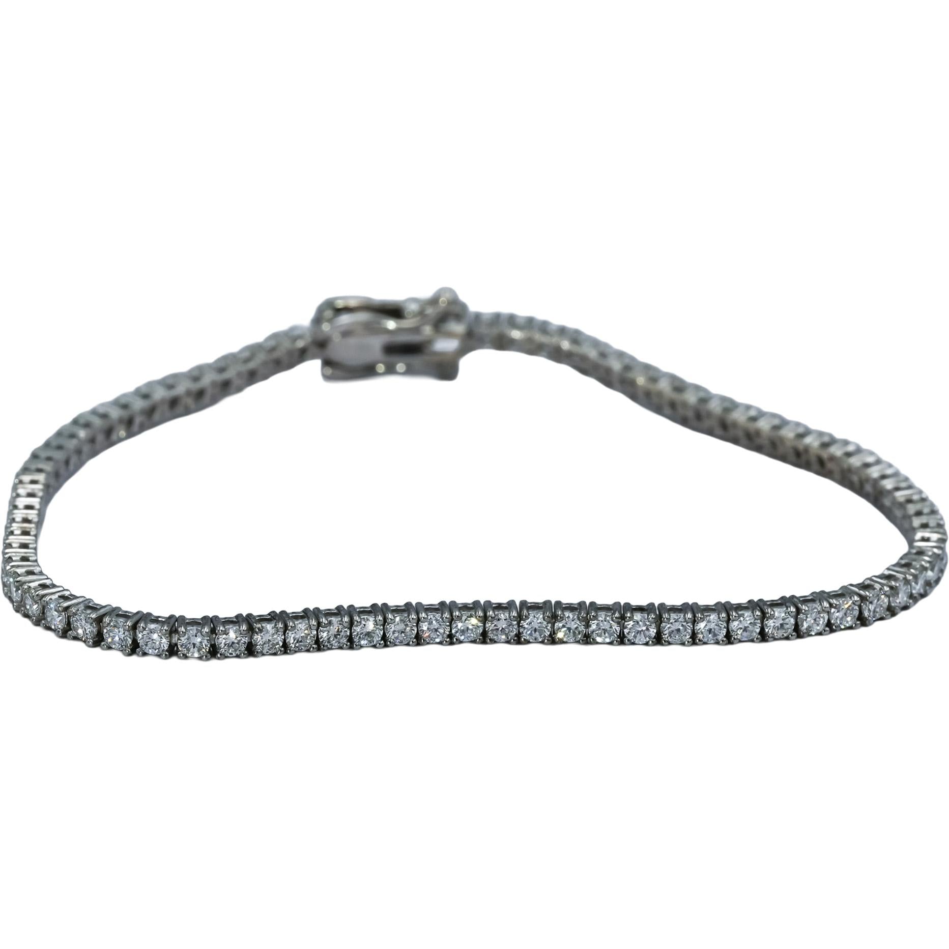 14k White Gold VS Round Diamond Tennis Bracelet 2.75CT