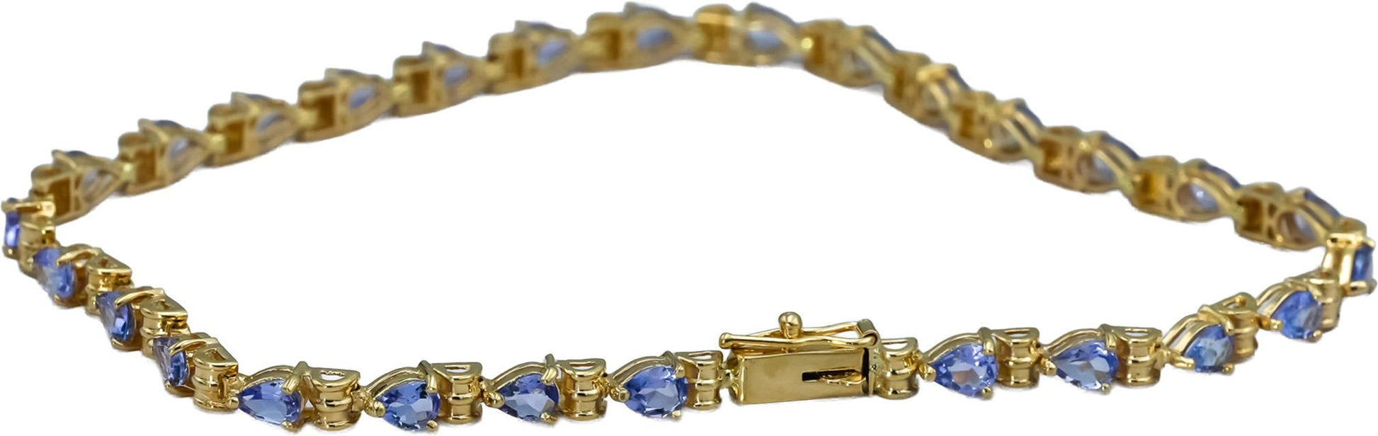 14k Yellow Gold Pear Cut Tanzanite Line Bracelet 4.0CT