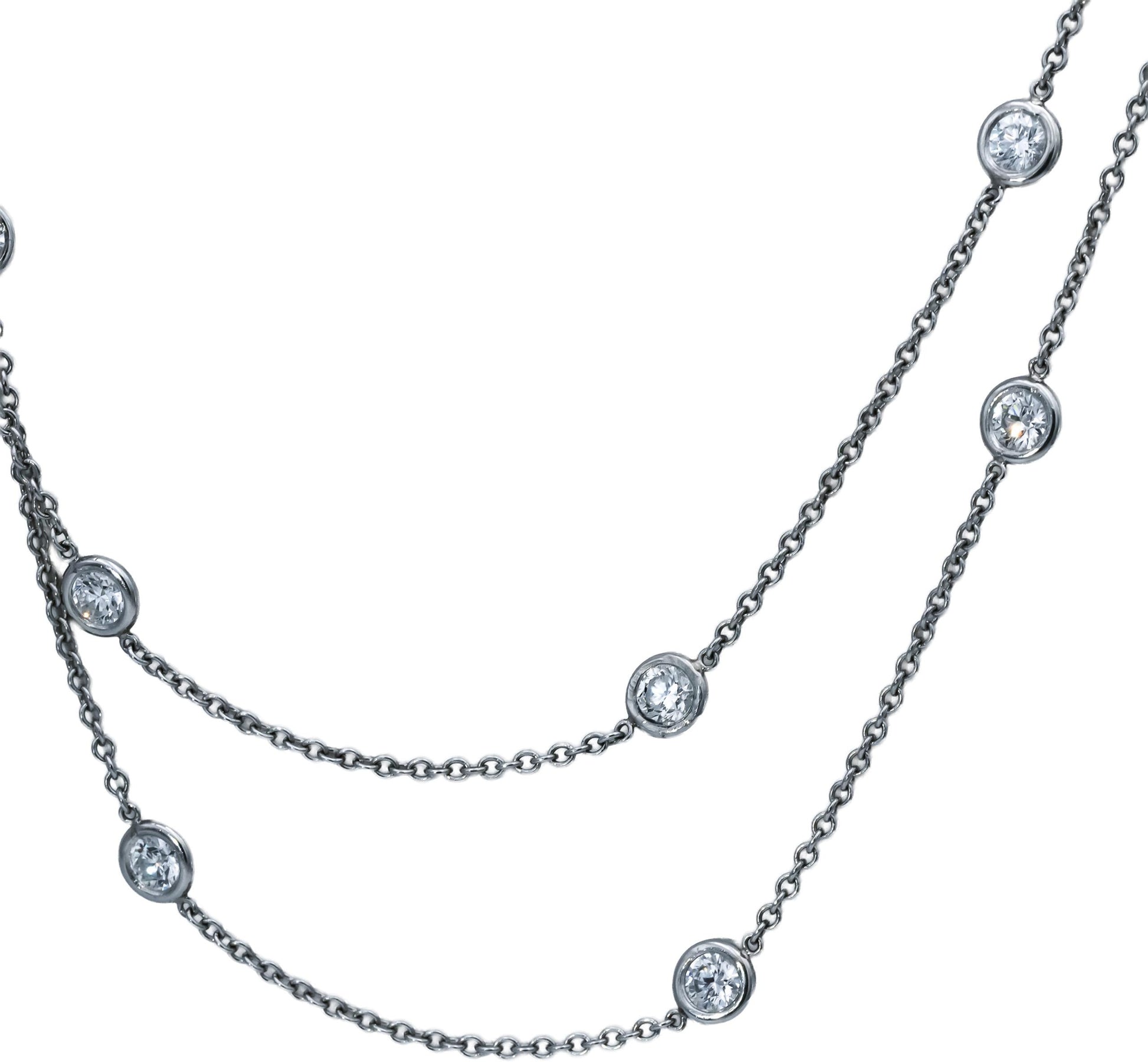 TIFFANY & CO. Platinum Peretti VS Diamond By The Yard Necklace 4.80-5.0CT 38"