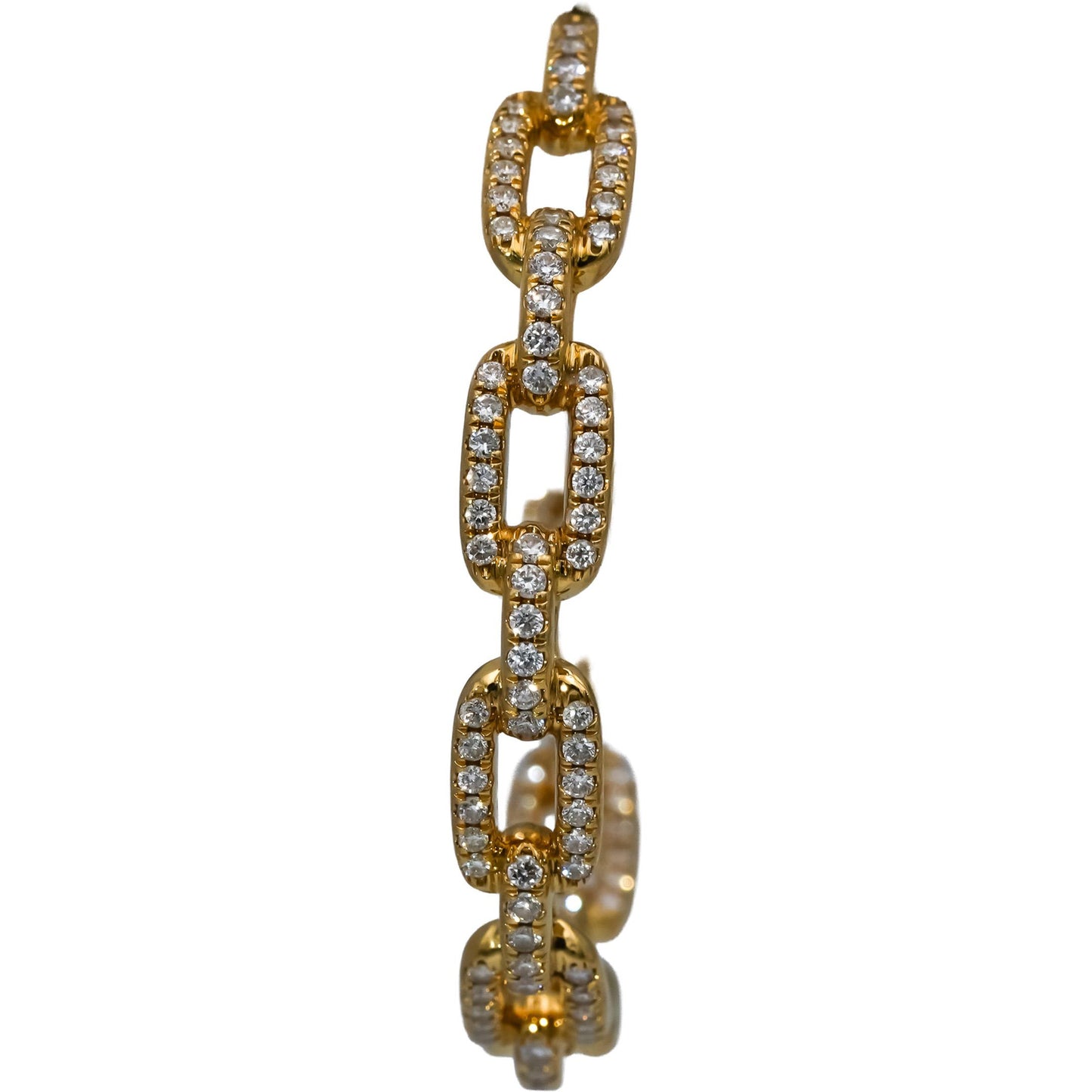DAVID YURMAN 18k Yellow Gold Diamond Stax Chain Link 36mm Hoop Earrings 1.05CT
