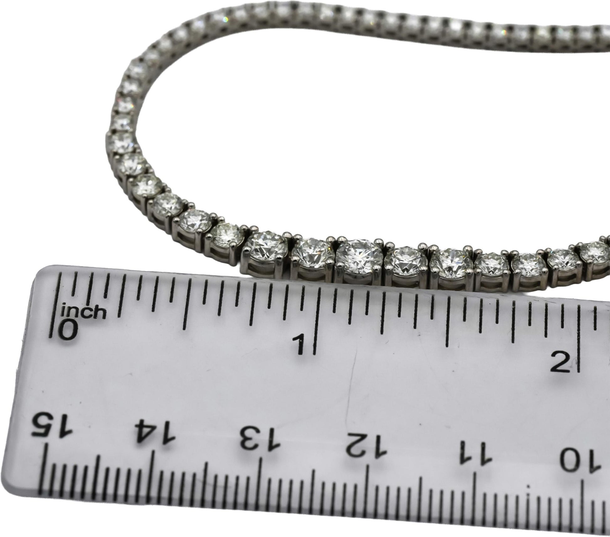 14k White Gold VS Round Diamond Graduated Riviera Necklace 7.78CT 176 Pieces