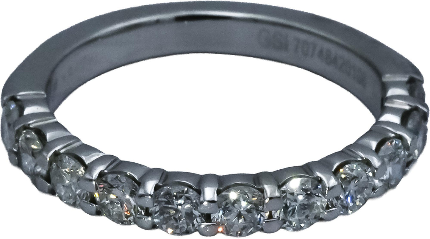 GSI 18k White Gold SI2-I1/E-F Diamond Half Eternity Ring 1.01CT Size 6 11 Pieces