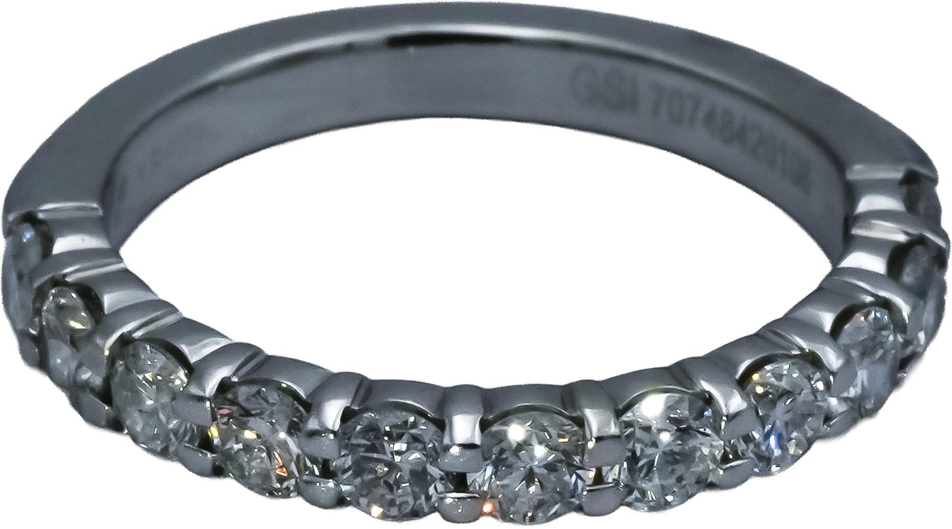 GSI 18k White Gold SI2-I1/E-F Diamond Half Eternity Ring 1.01CT Size 6 11 Pieces