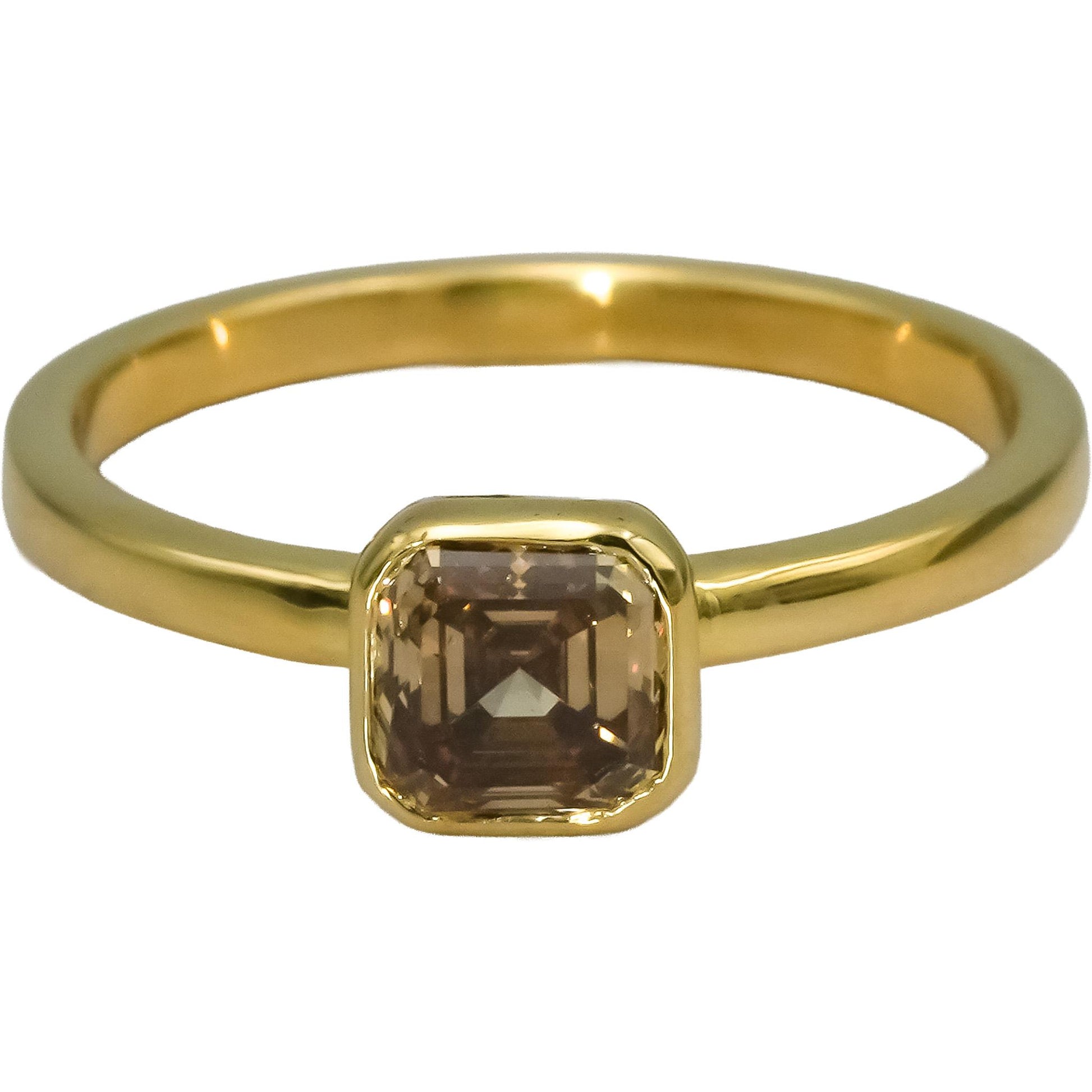 14k Yellow Gold VS Fancy Color Asscher Cut Diamond Solitaire Ring 1.0CT Size 6.5