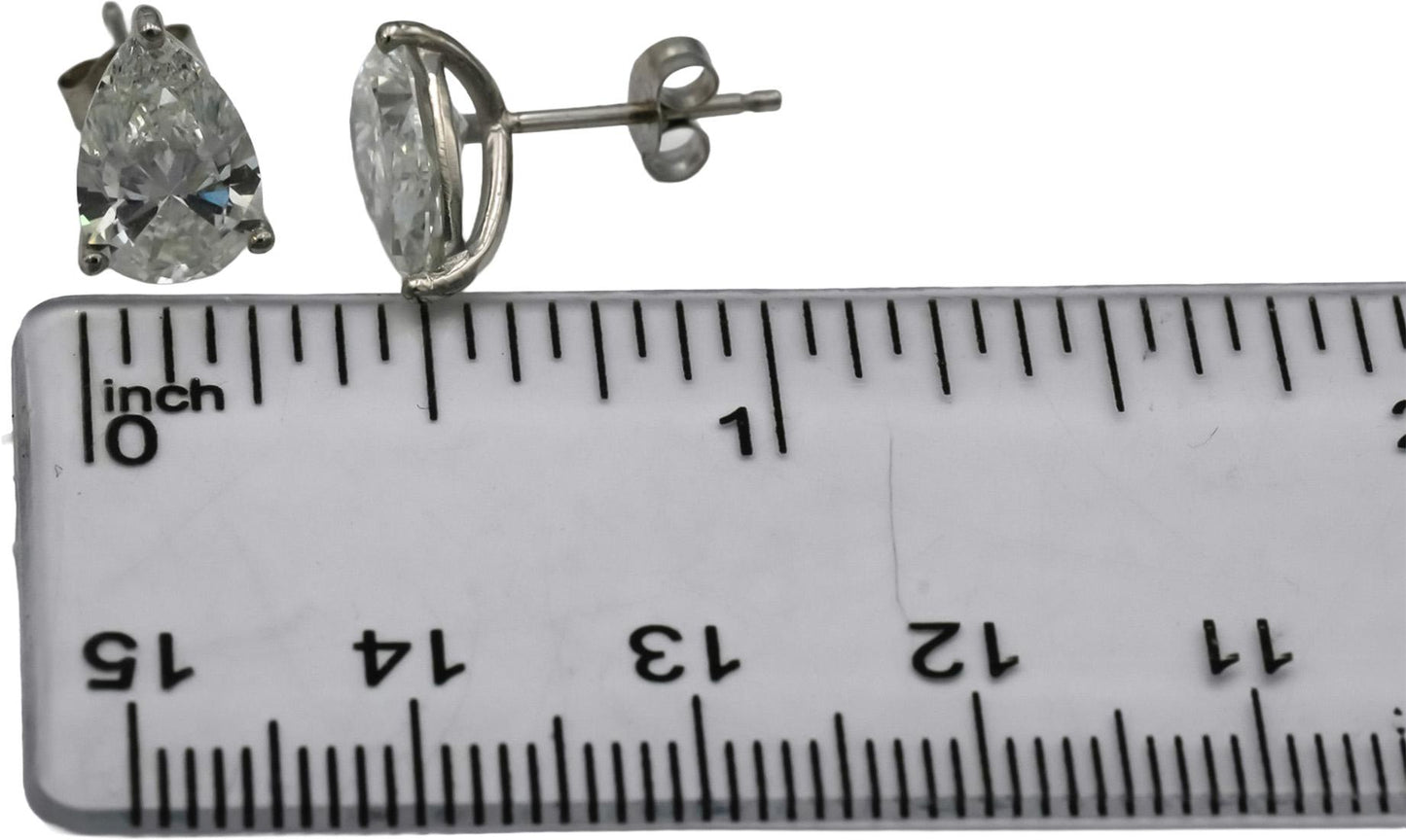 IGI 14k White Gold VS1/E Pear Cut Lab-Grown Diamond Stud Earrings 3.73CT
