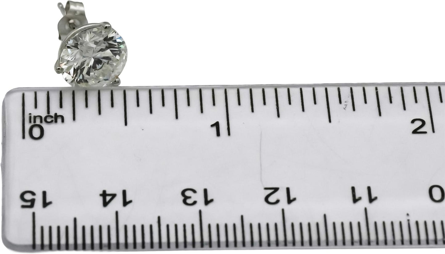 14k White Gold VS Round Lab-Grown Diamond Martini Setting Stud Earrings 5.08CT