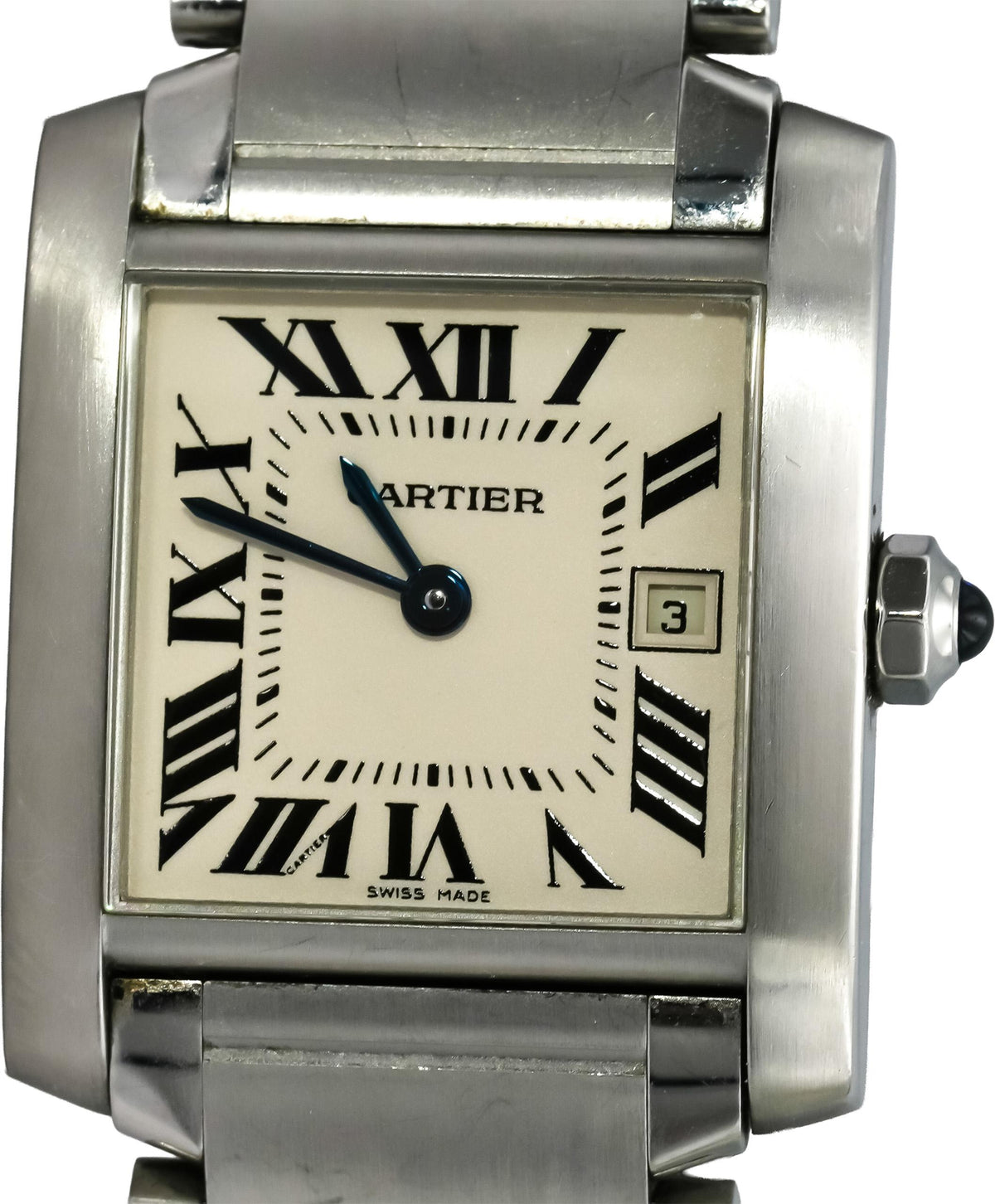 CARTIER Stainless Steel Tank Francaise 25mm Quartz Watch w/ Date Ref 2465