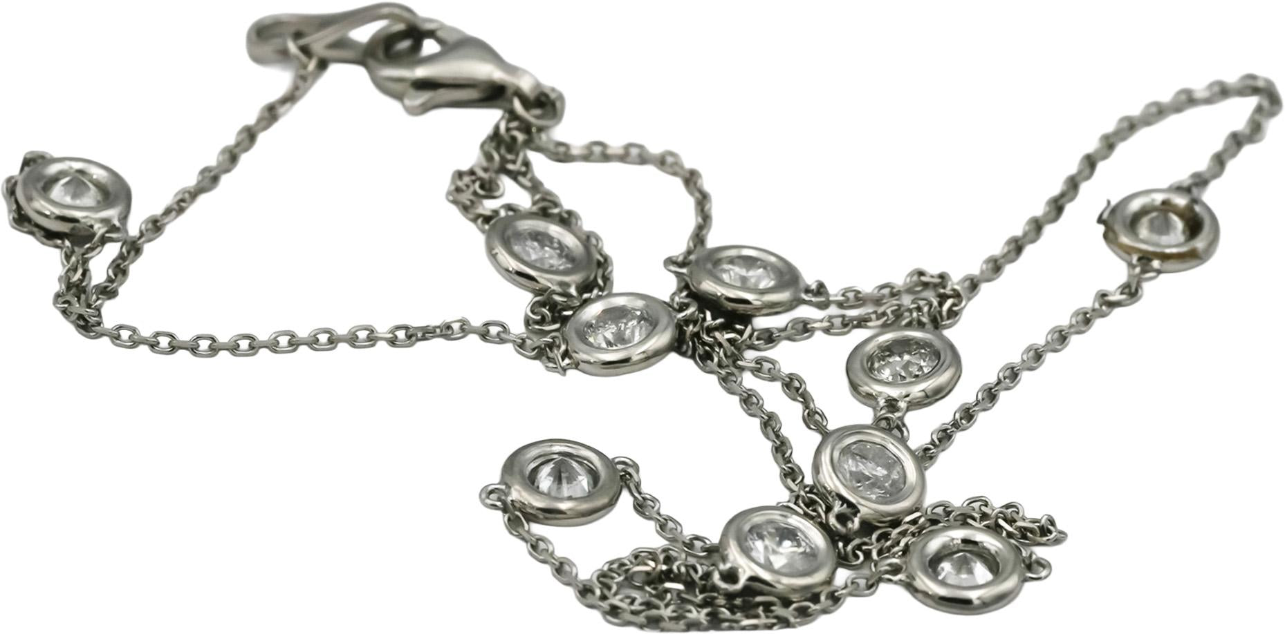 Platinum Round Diamond By the Yard Chain Necklace 1.52CT