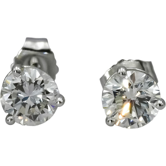 14k White Gold VS Round Lab-Grown Diamond Stud Earrings 1.32CT