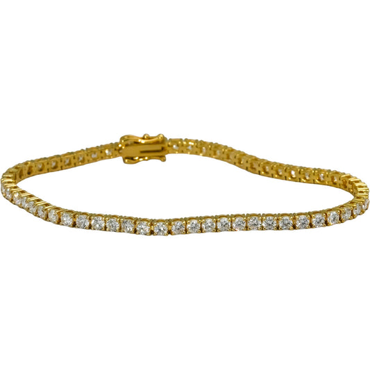 14k Yellow Gold VS Round Lab-Grown Diamond Tennis Bracelet 4.35CT