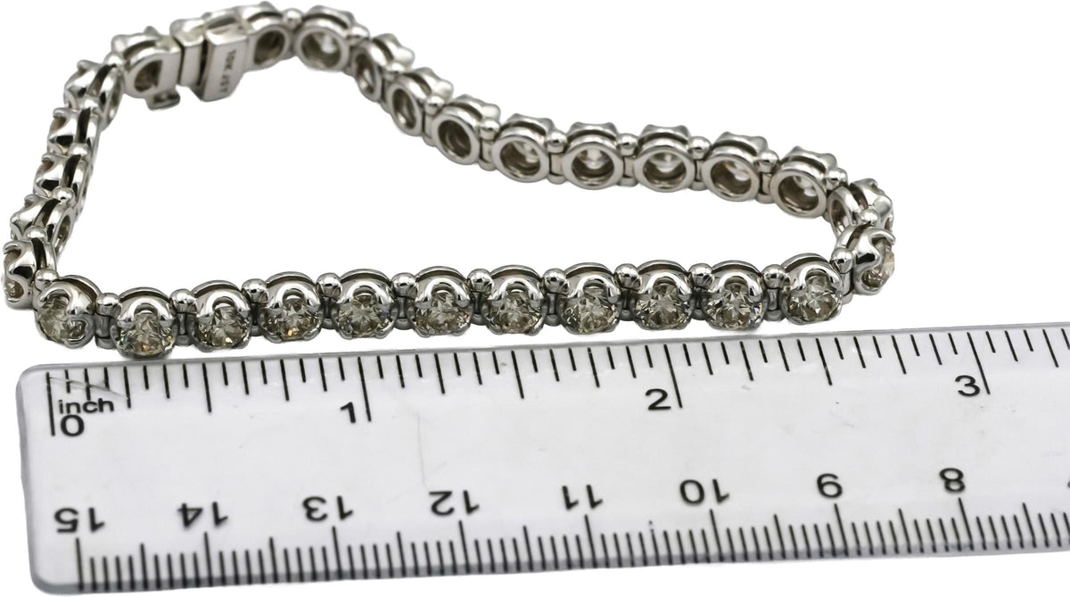 10k White Gold VS Round Natural Diamond Tennis Bracelet 10.0CT