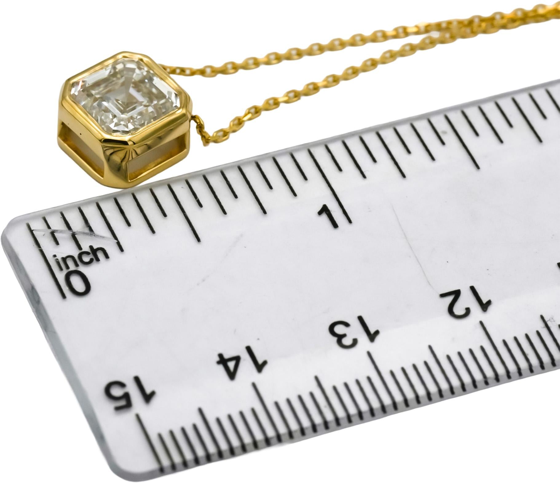IGI 14k Yellow Gold VVS2/G Asscher Cut Lab-Grown Diamond Pendant Necklace 3.91CT