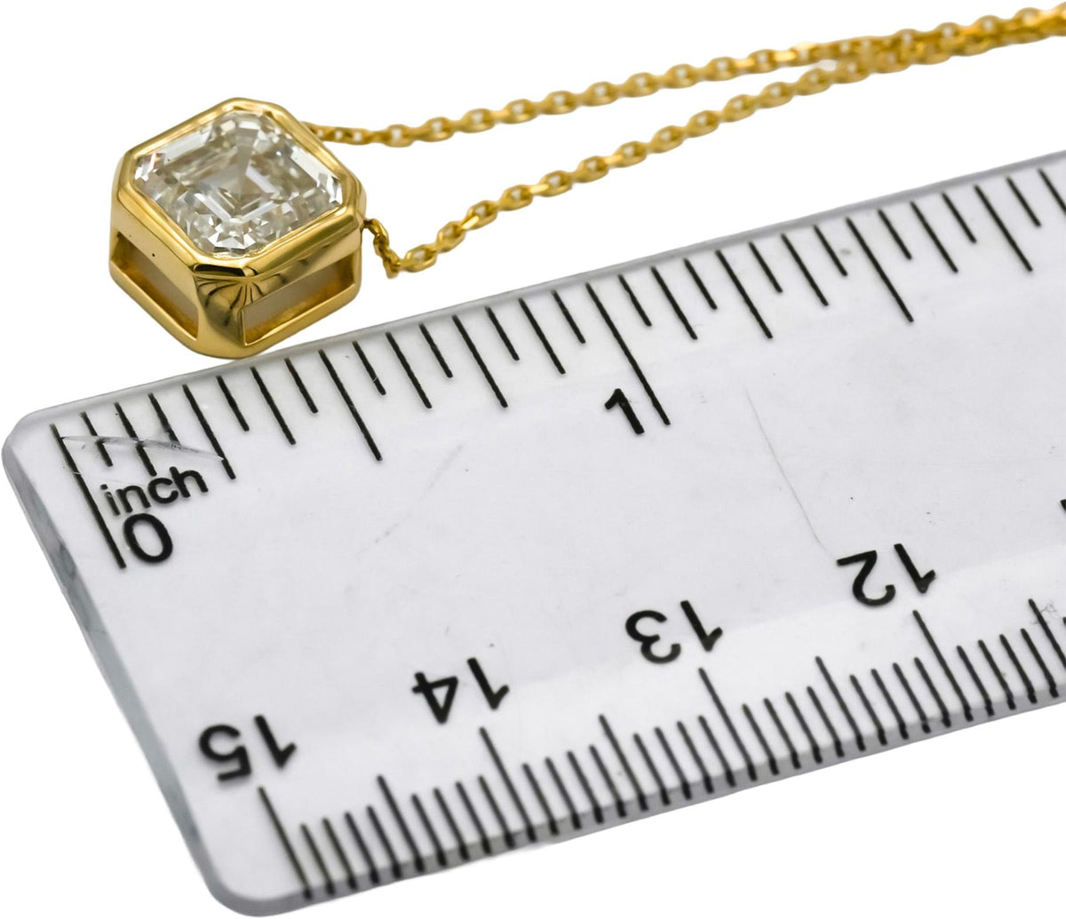 IGI 14k Yellow Gold VVS2/G Asscher Cut Lab-Grown Diamond Pendant Necklace 3.91CT