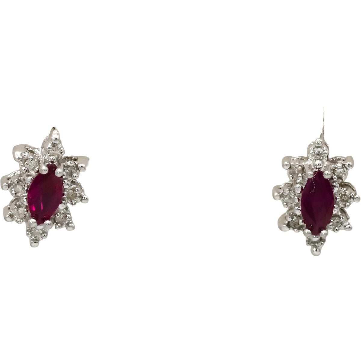 10k Yellow White Gold Diamond and Ruby Stud Earrings 0.65CT