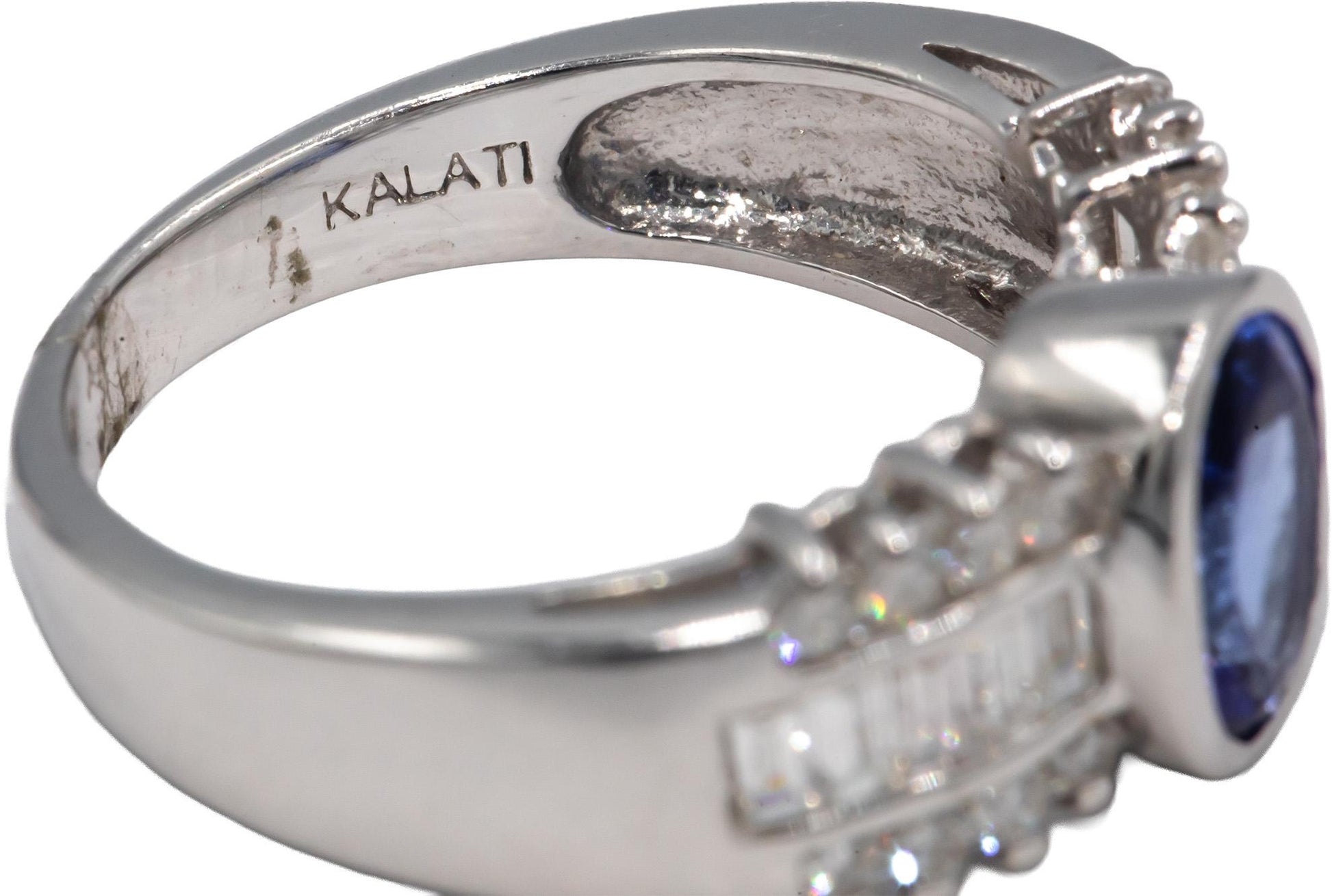 KALATI 18k White Gold 1.50CT Diamond and Tanzanite Ring Size 6.75