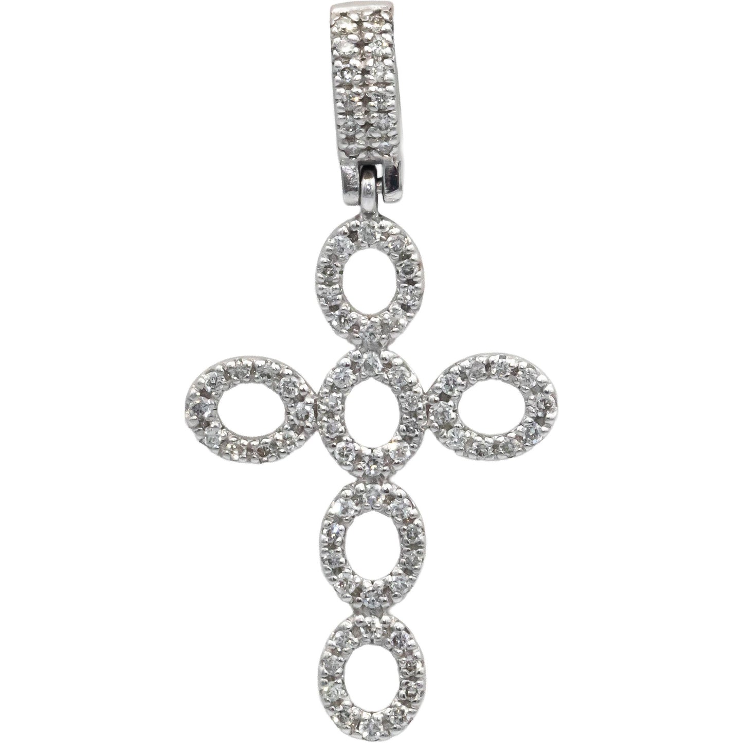 10k White Gold 0.44CT Diamond Cross Crucifix Pendant on Cord Necklace