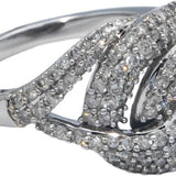 10k White Gold Round Diamond Cluster Knot Swirl Ring 1.0CT Size 7.25