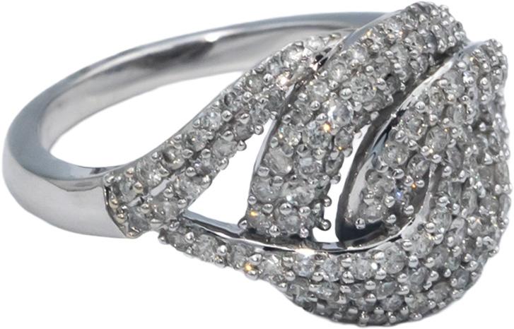 10k White Gold Round Diamond Cluster Knot Swirl Ring 1.0CT Size 7.25