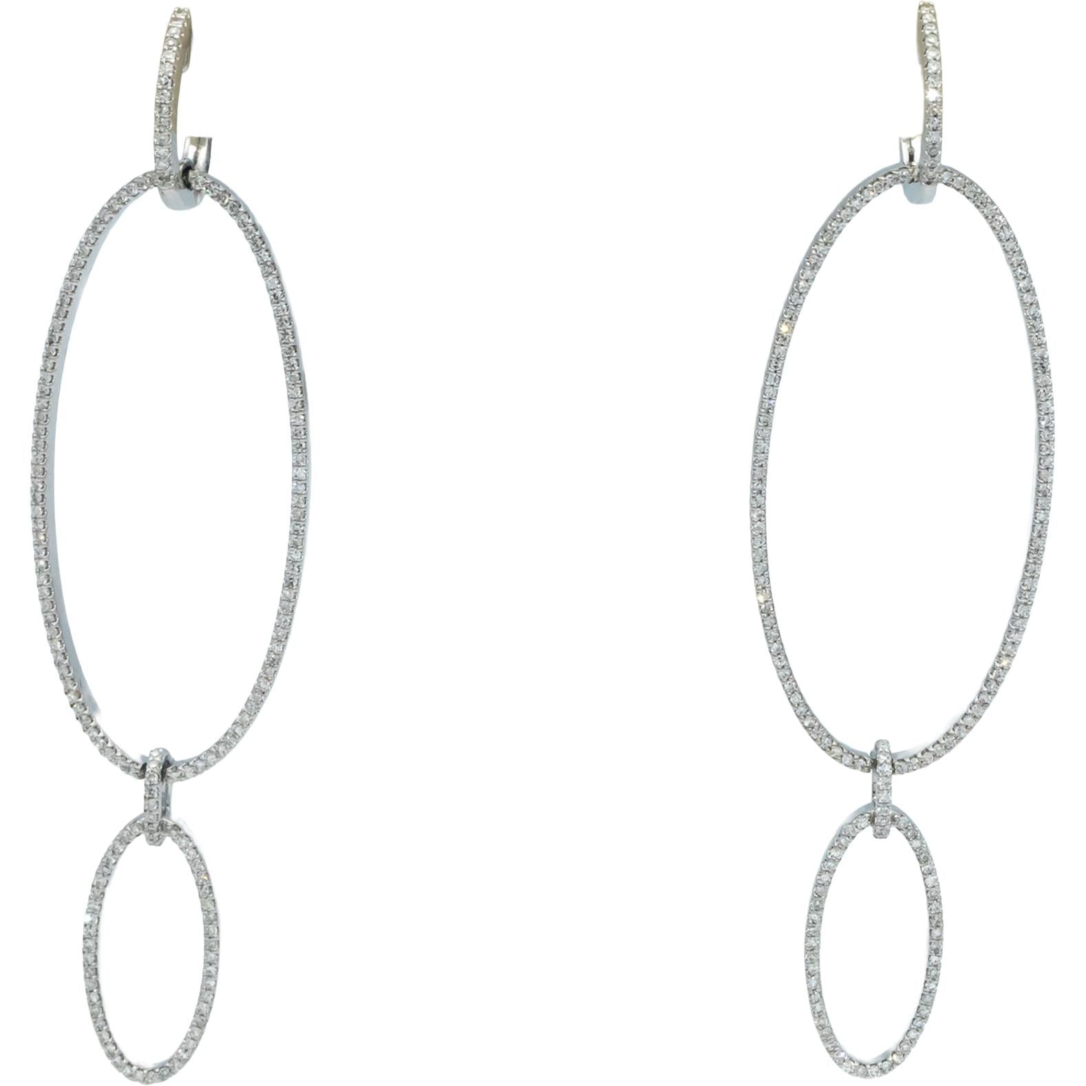 VERA WANG LOVE 10k White Gold 1.0CT VS Diamond Oval Runway Drop Dangle Earrings