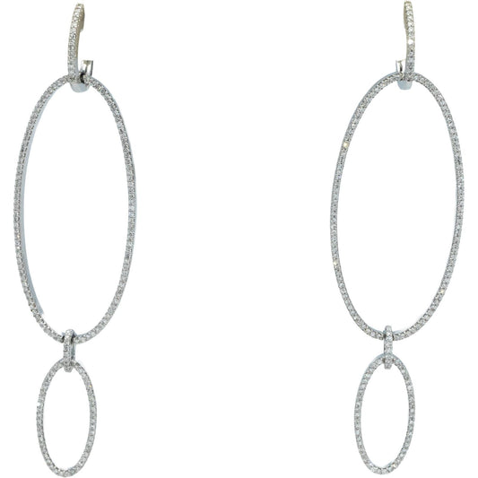 VERA WANG LOVE 10k White Gold 1.0CT VS Diamond Oval Runway Drop Dangle Earrings