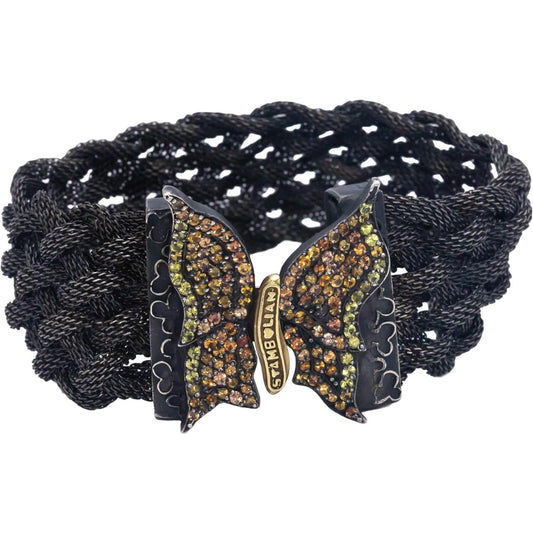 STAMBOLIAN 18k Gold Sterling Silver 2.0CT Yellow & Orange Sapphire Mesh Bracelet