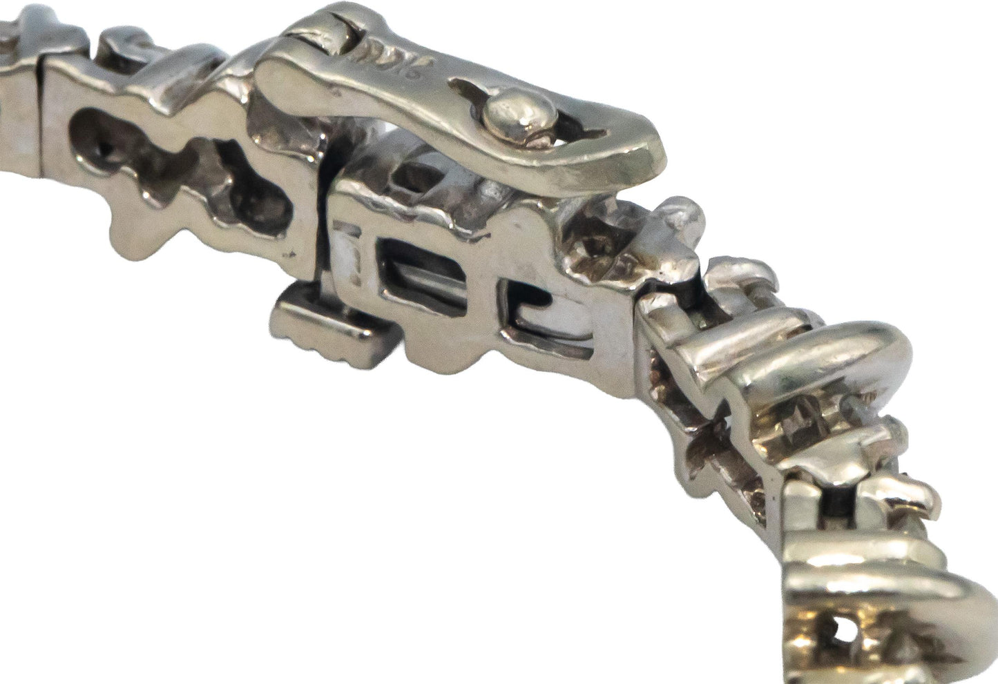 14k White Gold Round Diamond Fancy Link Tennis Bracelet 2.50CT