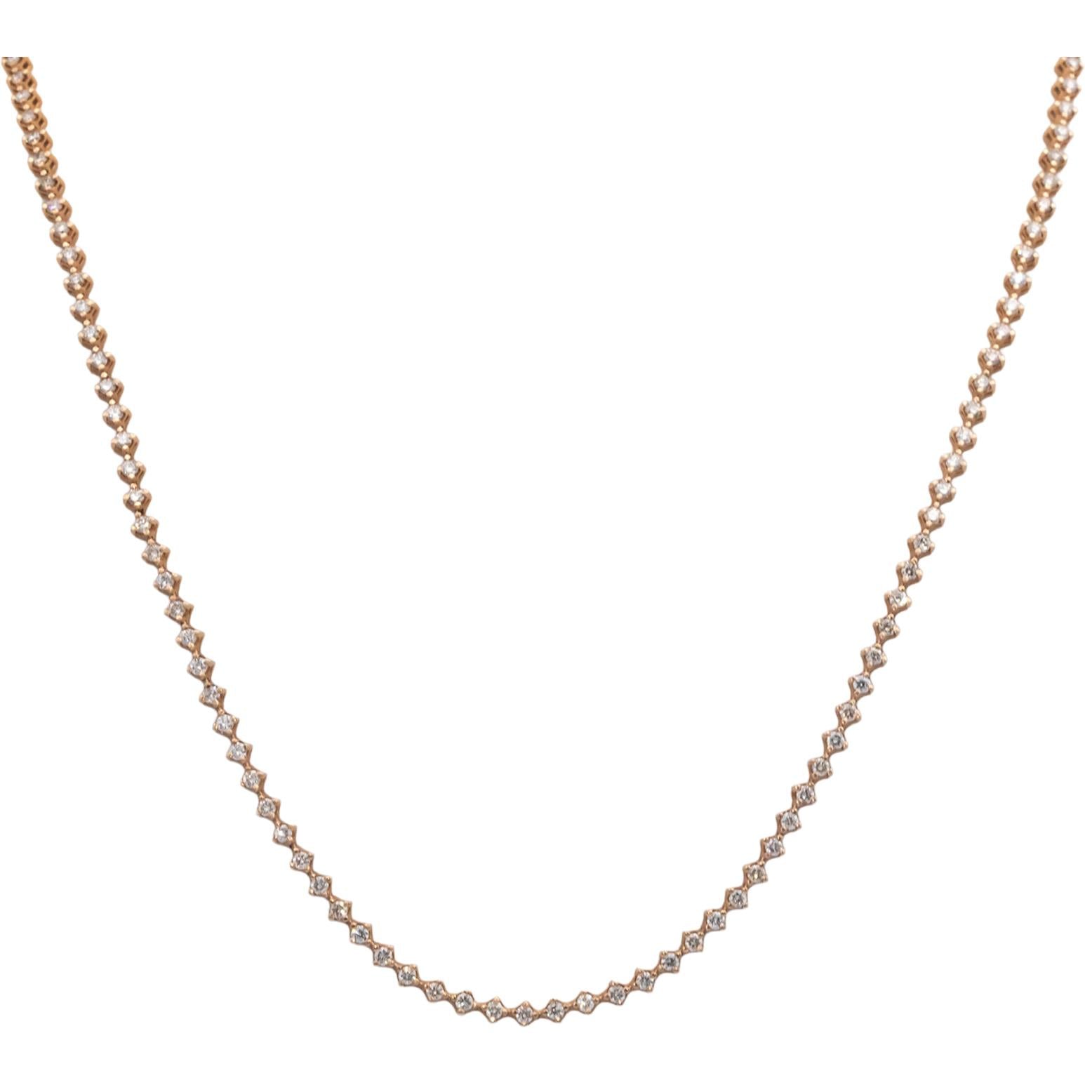 14k Rose Gold Round Cut Diamond Chain Necklace 22" Long 4.96CT