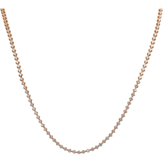 14k Rose Gold Round Cut Diamond Chain Necklace 22" Long 4.96CT