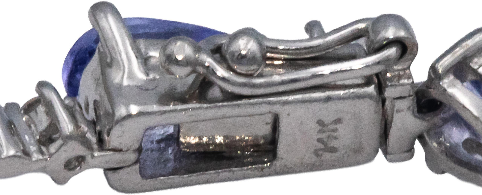 14k White Gold 9.30CT Diamond and Tanzanite Fancy Link Bracelet