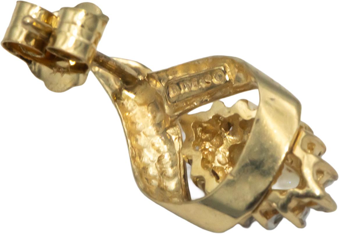 14k Yellow Gold 0.40CT Diamond and Opal Drop Stud Earrings