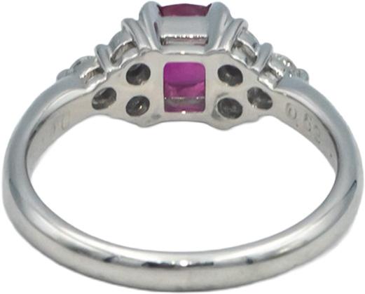 Platinum 0.88CT Diamond and Pink Sapphire Ring Size 6