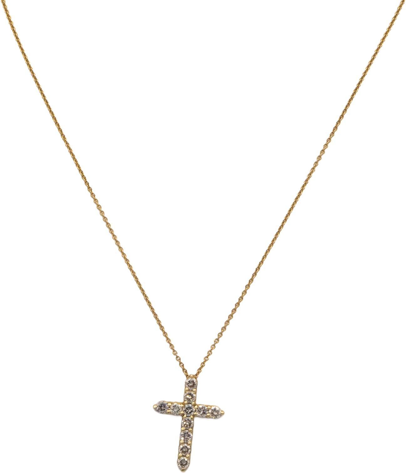 14k Yellow Gold 0.75CT VS Diamond Cross Crucifix Pendant Necklace