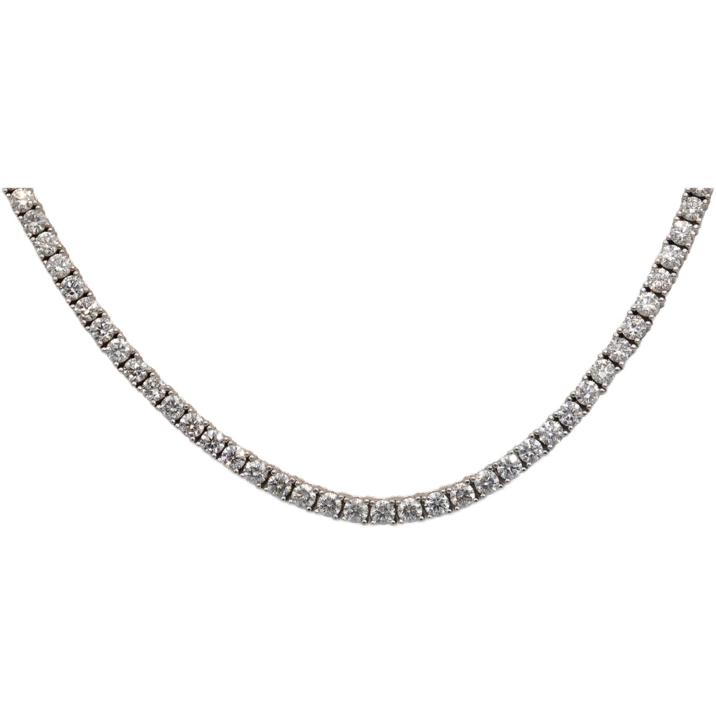 Diamond Round Cut 14k White Gold Jewelry Tennis Necklace 11.37CT