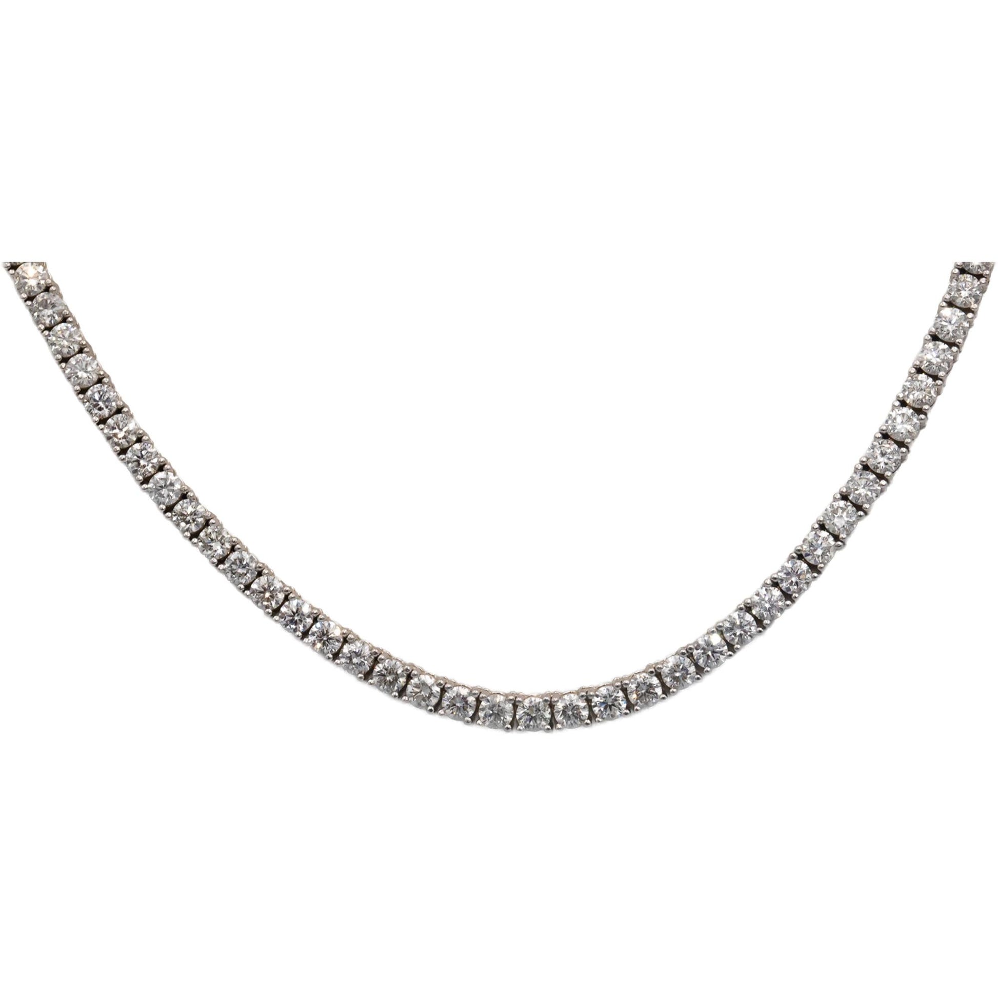 Diamond Round Cut 14k White Gold Jewelry Tennis Necklace 11.37CT