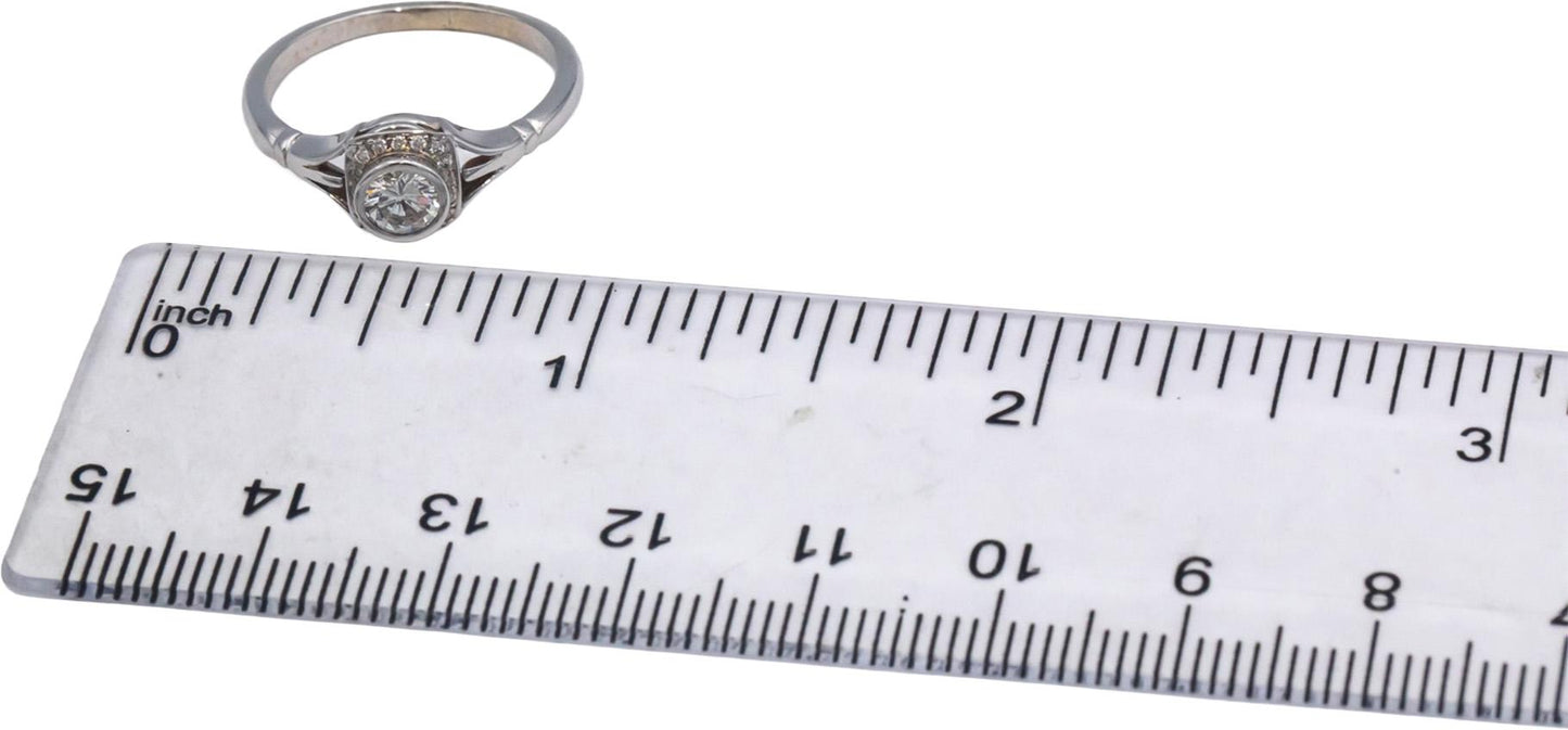 14k White Gold Jewelry 0.40CT Diamond Ring w/ 0.35CT Center Size 6