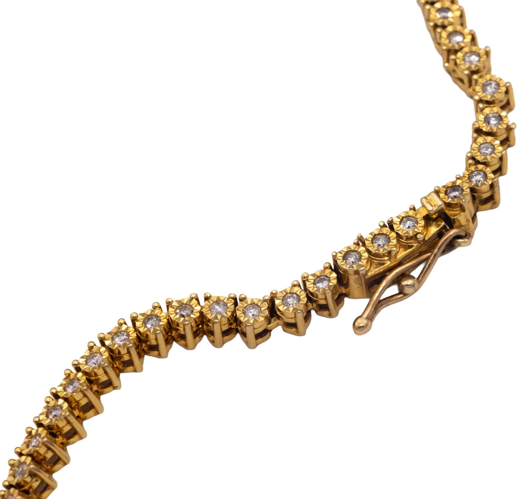 10k Yellow Gold Round Diamond 18.5" Long Tennis Necklace 2.50CT