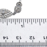 10k White Gold Round and Baguette Cut Diamond Cluster Dangle Earrings 1.0CT