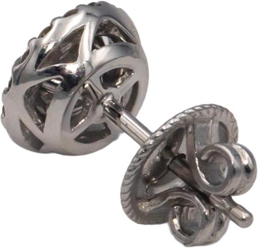 14k White Gold 0.99CT Round Cut Diamond Cluster Stud Earrings