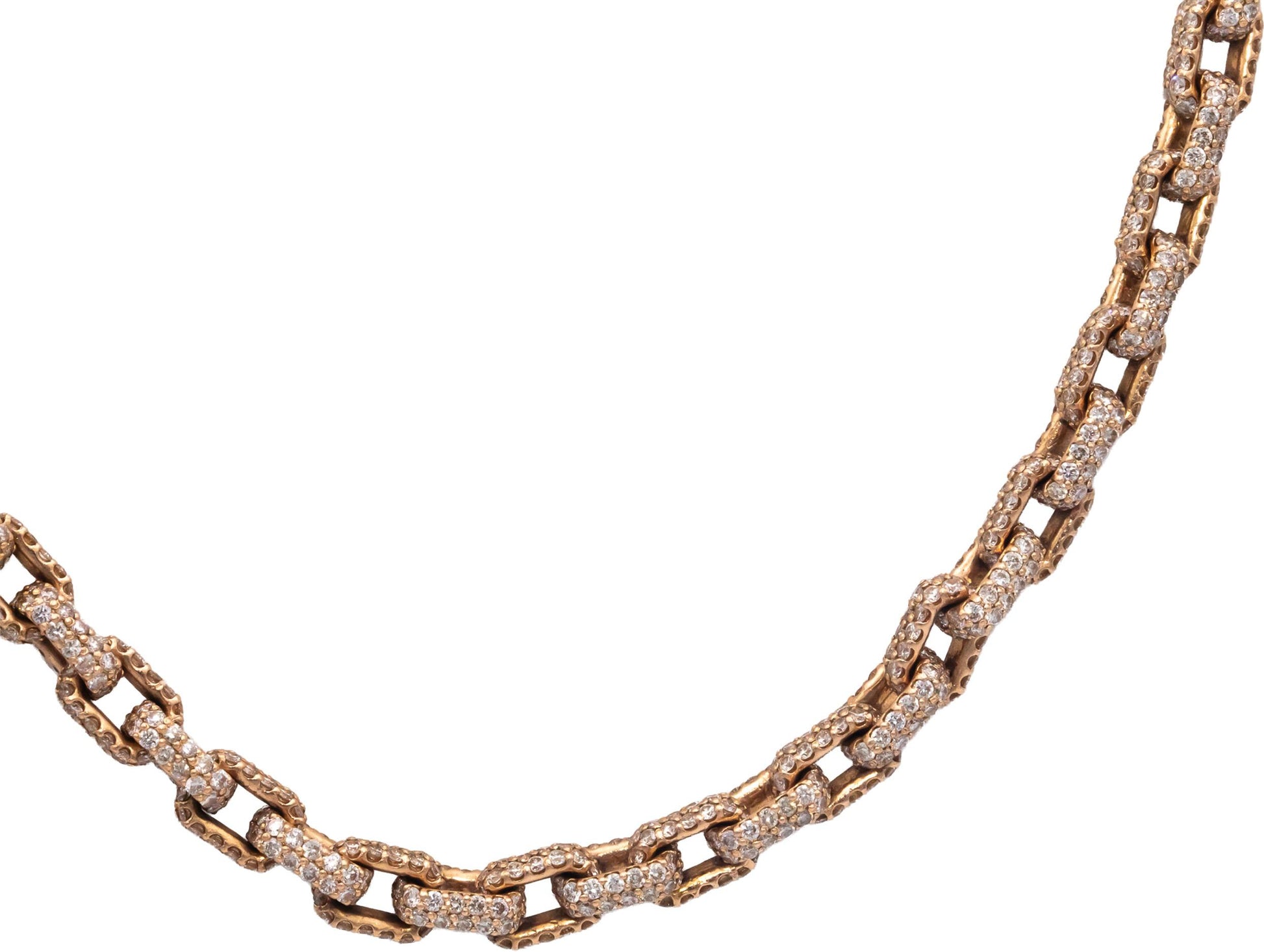 Diamond 14k Rose Gold Pave Iced Out Anchor Link 21.75" Long Necklace 32.69CT
