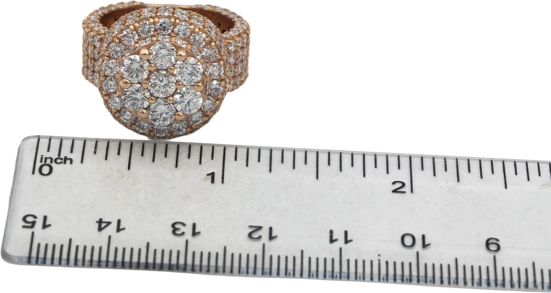 14k Rose Gold  Lab Grown Round Diamond Pave Cluster Ring 8.0CT Size 8.5