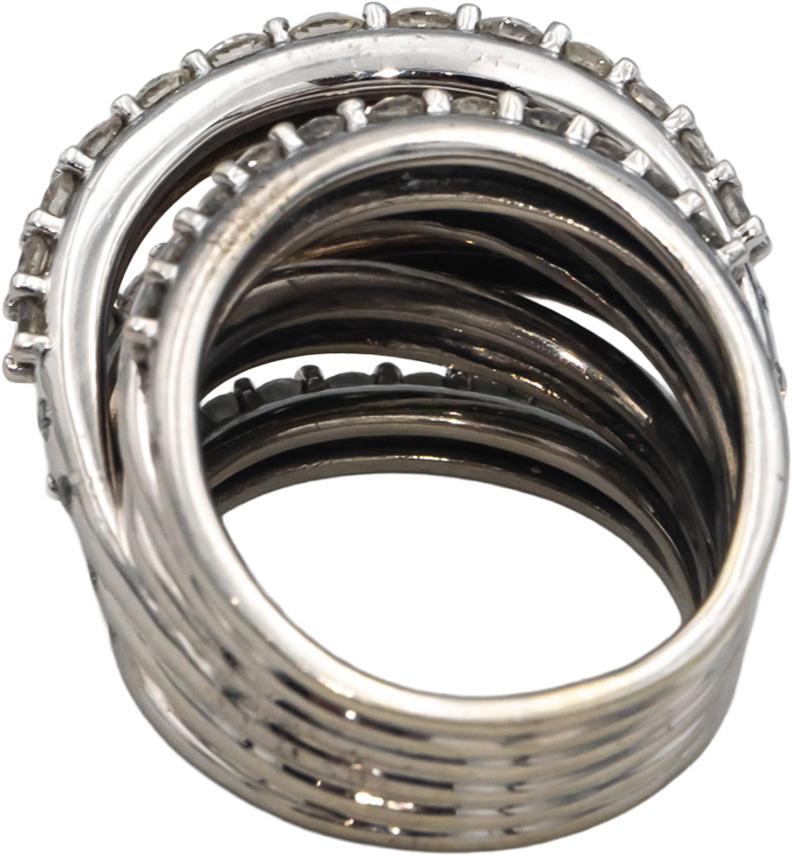 14k White Gold Round Diamond Multi-Band Ring 2.0CT Size 7.25