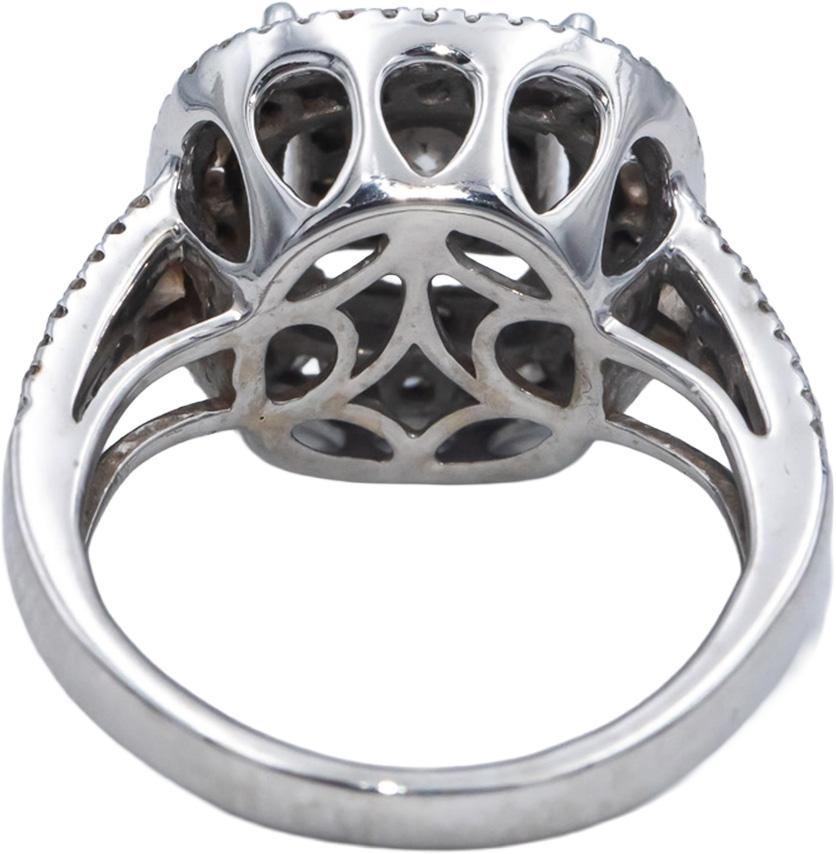 14k White Gold 1.25CT Round Cut Diamond Cluster Engagement Ring Size 4.25