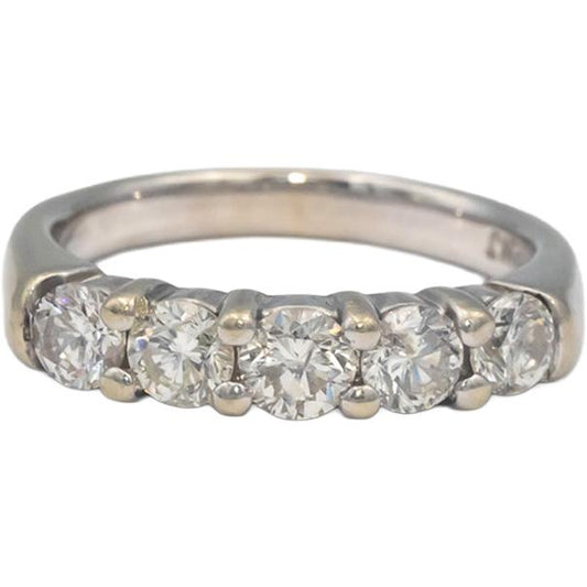 14k White Gold 0.80CT Round Cut Diamond Five Stone Anniversary Band Ring Size 5