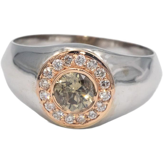 14k Rose and White Gold 0.65CT Round Cut Diamond Ring w/ 0.50CT Center Size 8.75