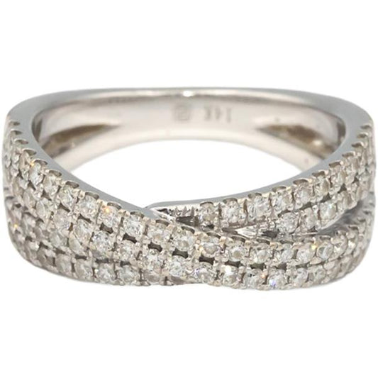 14k White Gold 1.0CT VS Round Cut Diamond Crossover Band Ring Size 7.25