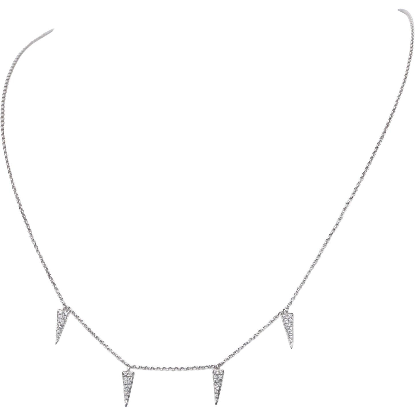 18k White Gold 0.15CT VS Diamond Dangle Charm Necklace w/ Adjustable Clasp