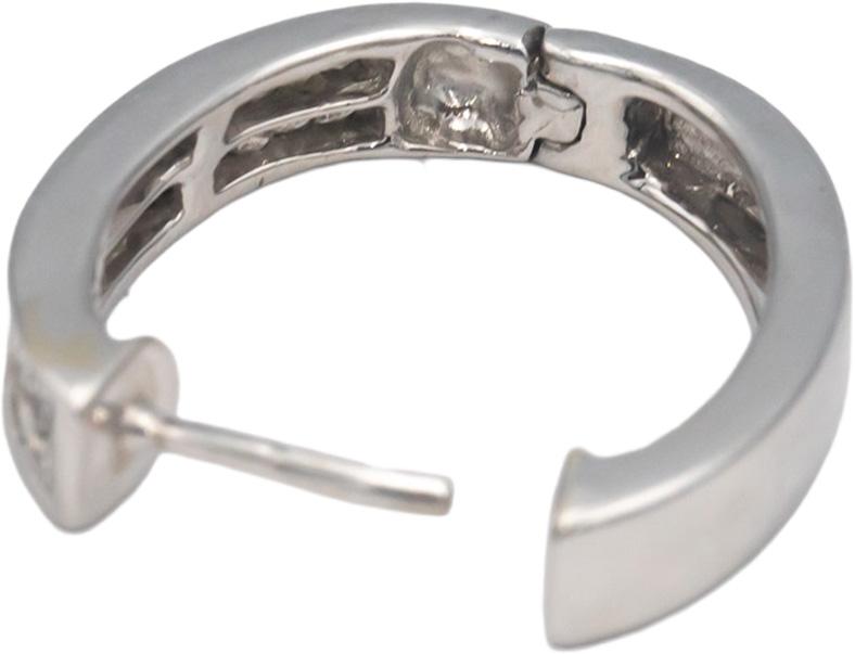14k White Gold Princess Cut Invisible Set Oval Hoop Earrings 1.0CT